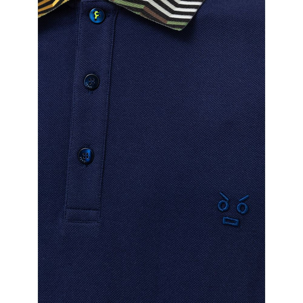 Fendi Blue 66 Cotton Polo Shirt