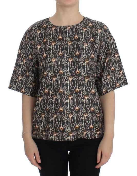 Dolce & Gabbana Enchanted Sicily Silk Blouse with Medieval Keys Print - Arichezz.store