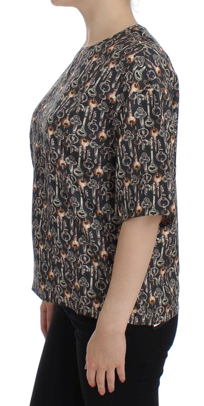 Dolce & Gabbana Enchanted Sicily Silk Blouse with Medieval Keys Print - Arichezz.store