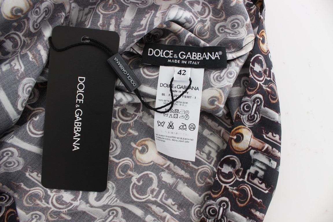 Dolce & Gabbana Enchanted Sicily Silk Blouse with Key Print - Arichezz.store