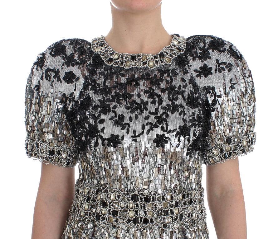 Dolce & Gabbana Silver Crystal Embellished Shift Dress Masterpiece - Arichezz.store