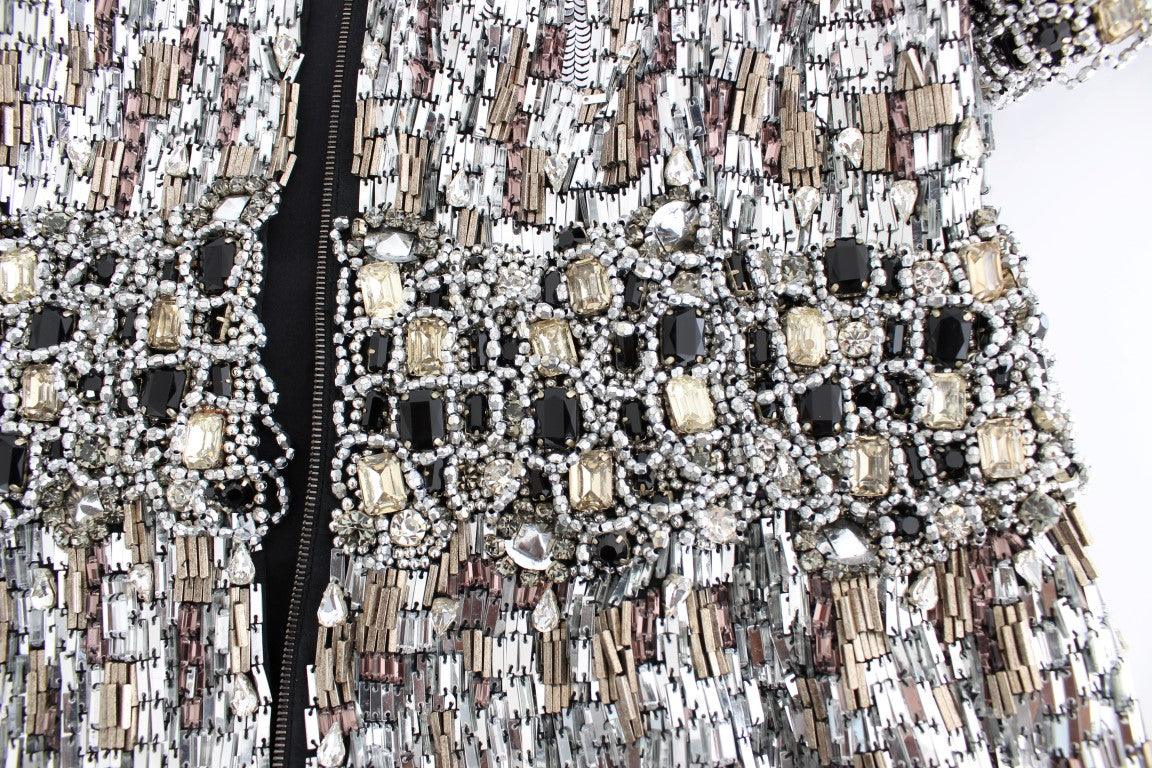 Dolce & Gabbana Silver Crystal Embellished Shift Dress Masterpiece - Arichezz.store