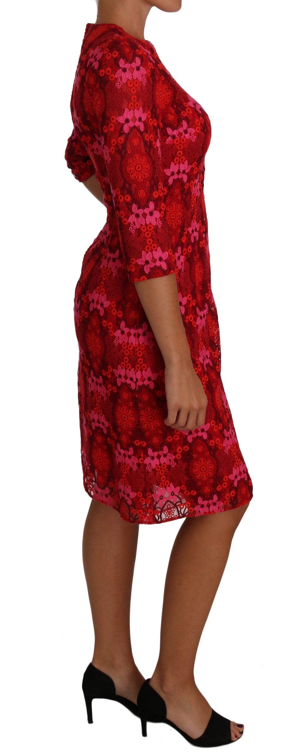 Dolce & Gabbana Elegant Floral Crochet Knee-Length Dress - Arichezz.store