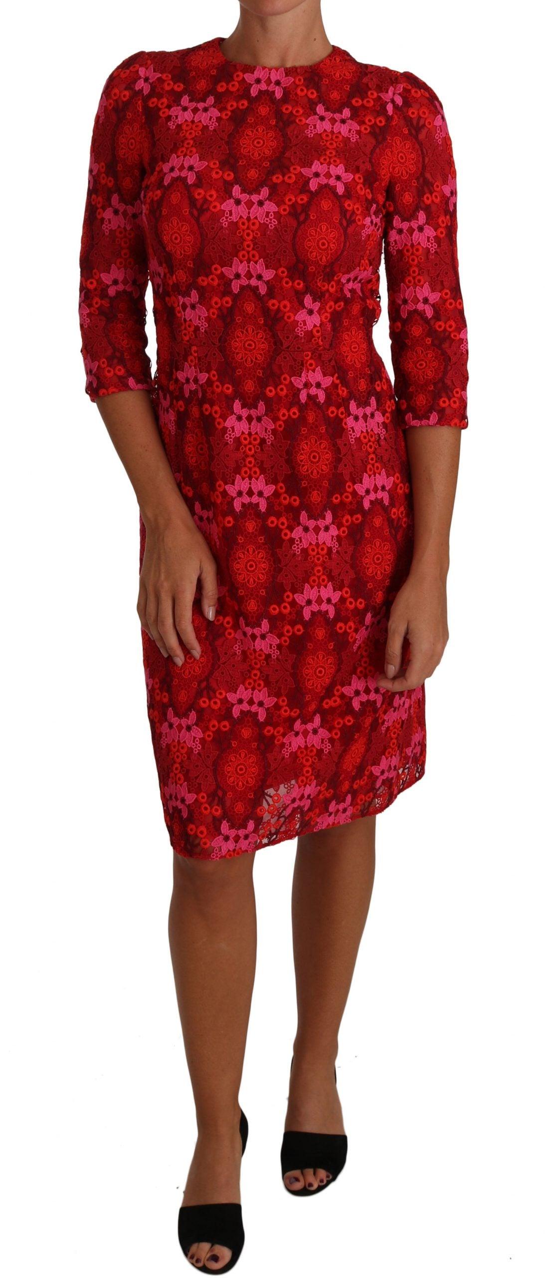 Dolce & Gabbana Elegant Floral Crochet Knee-Length Dress - Arichezz.store