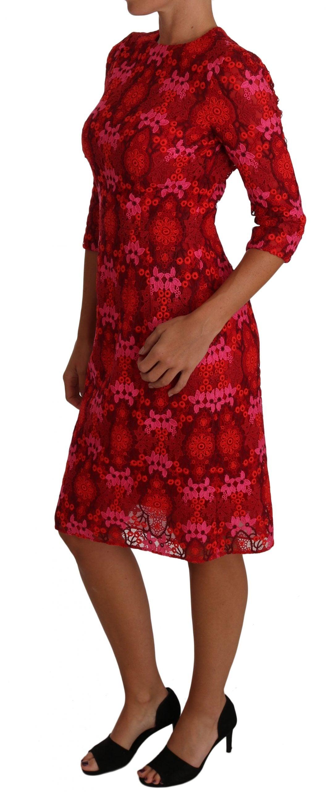 Dolce & Gabbana Elegant Floral Crochet Knee-Length Dress - Arichezz.store