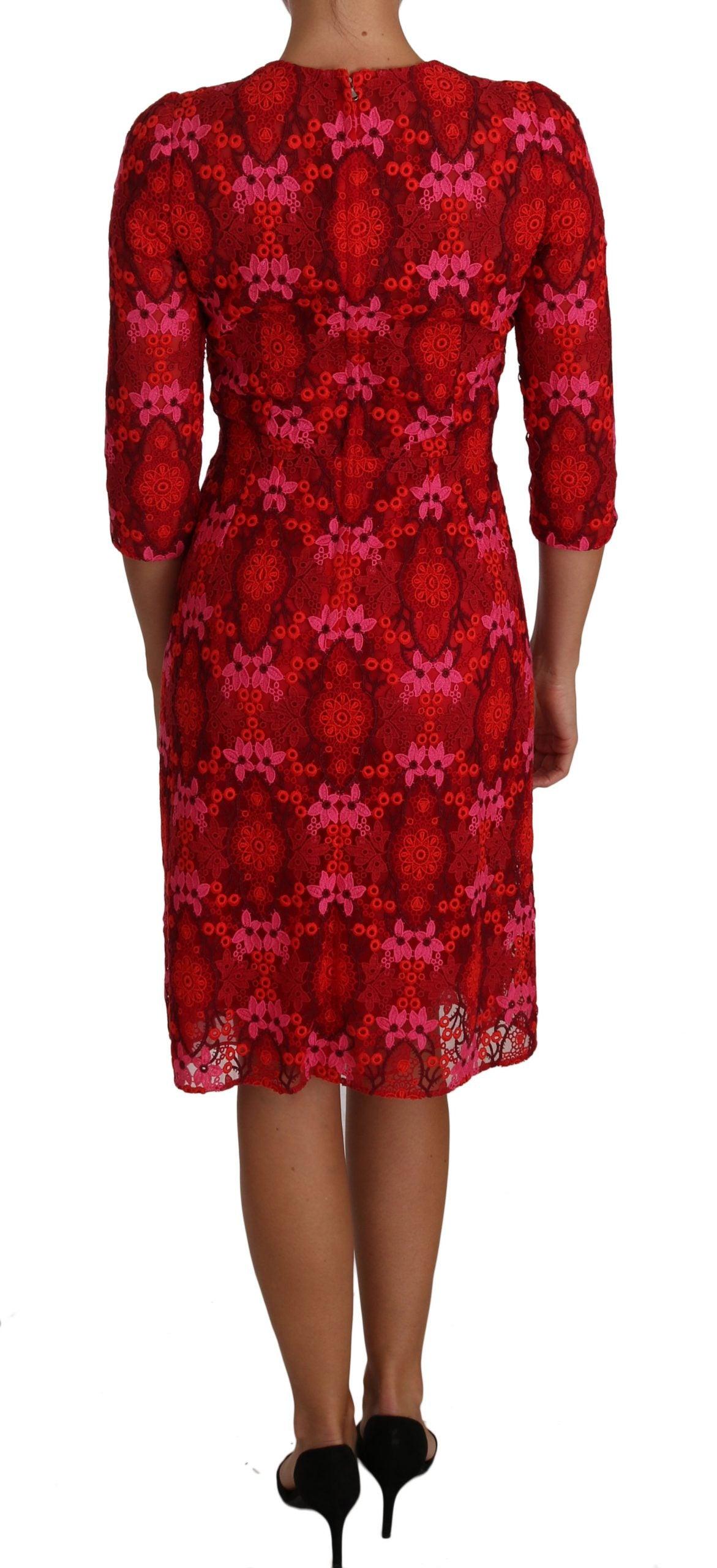 Dolce & Gabbana Elegant Floral Crochet Knee-Length Dress - Arichezz.store