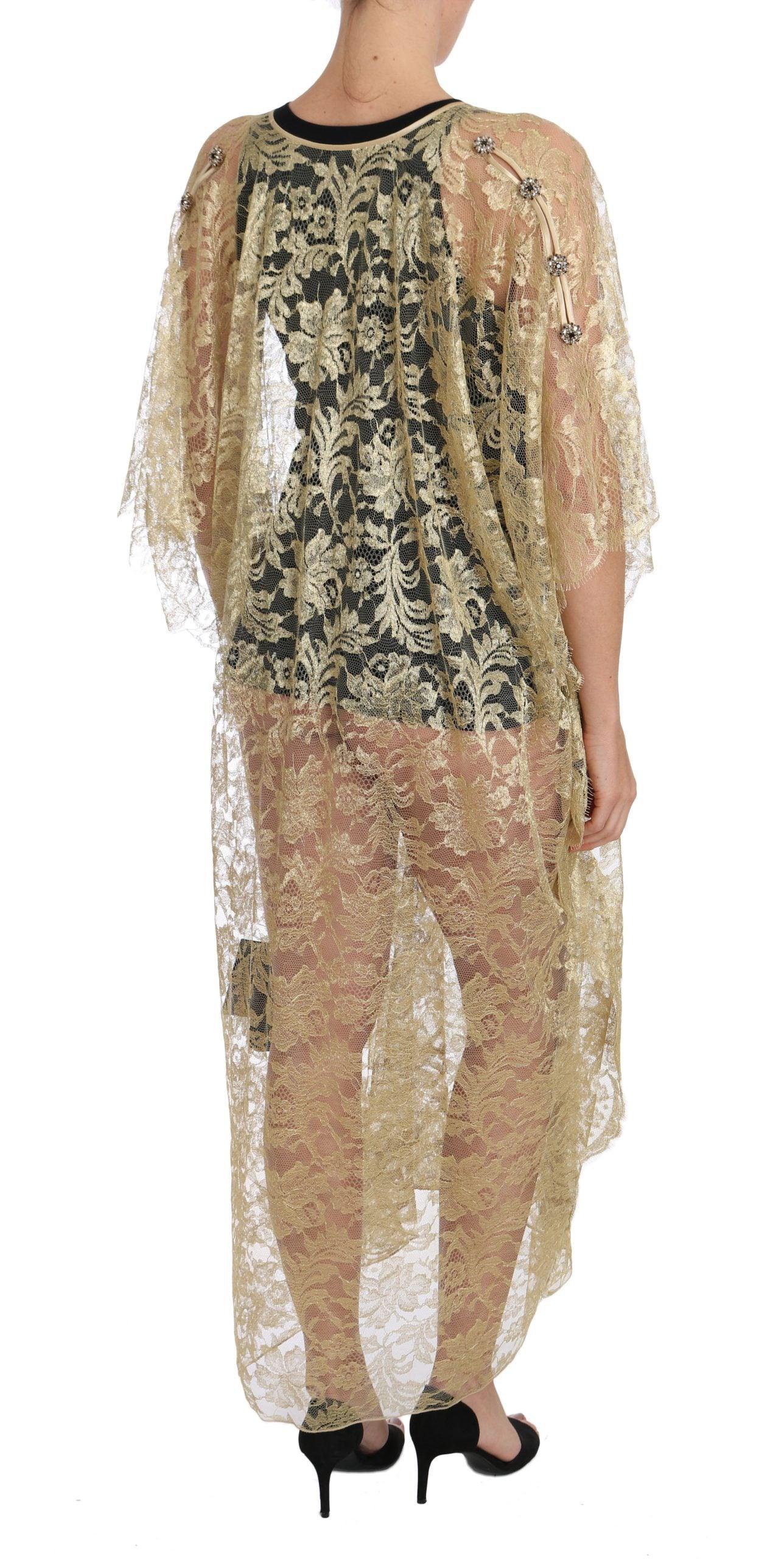 Dolce & Gabbana Golden Floral Lace Kaftan Sundress - Arichezz.store