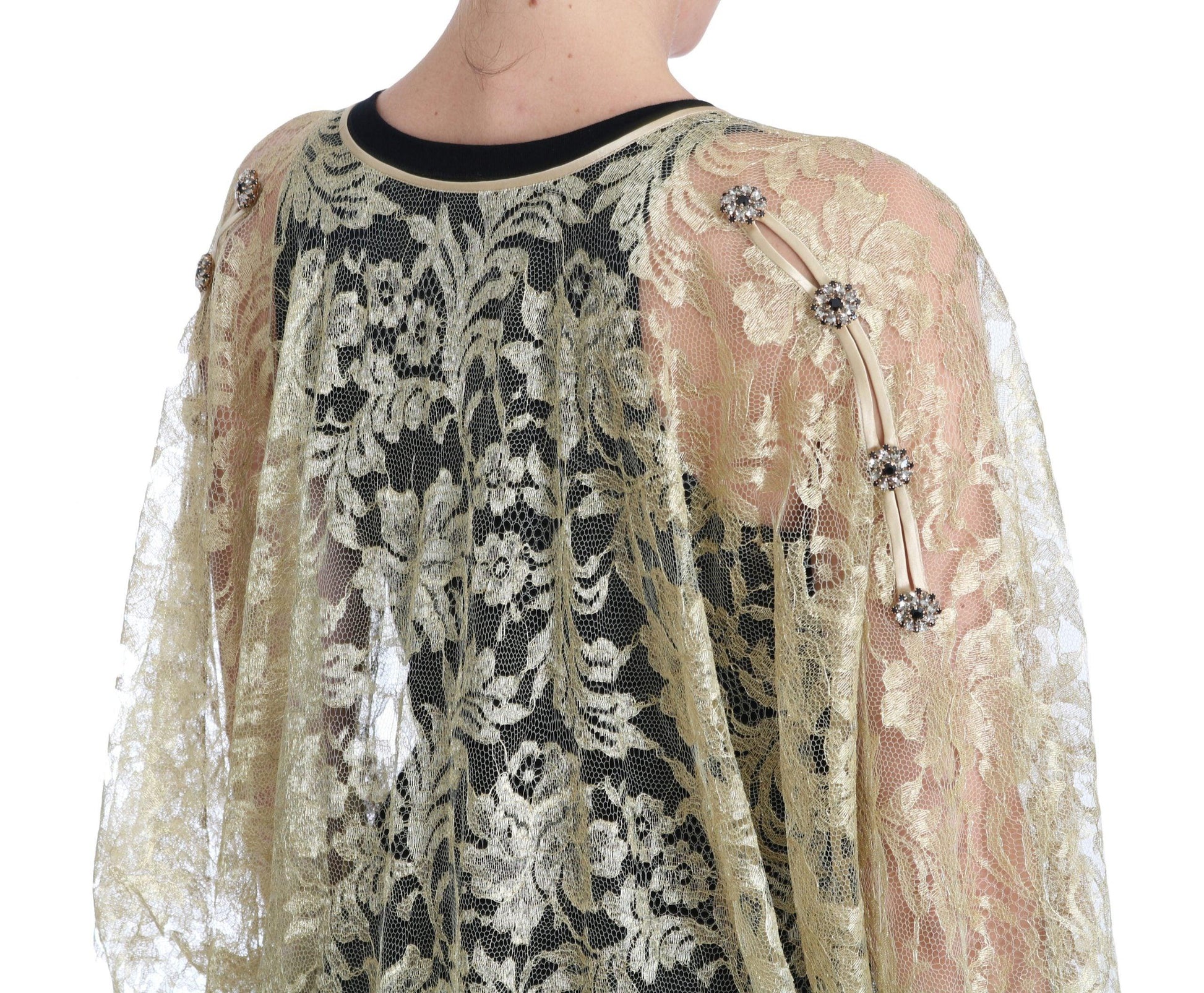 Dolce & Gabbana Golden Floral Lace Kaftan Sundress - Arichezz.store