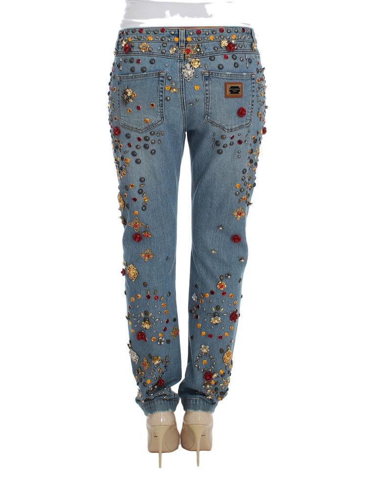 Dolce & Gabbana Enchanted Sicily Crystal Heart Boyfriend Jeans - Arichezz.store