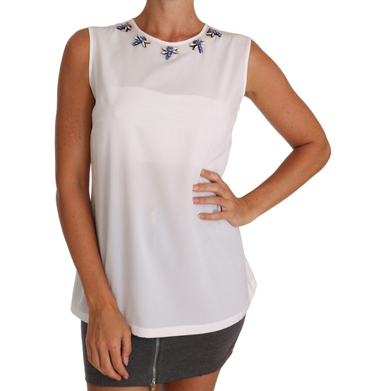 Dolce & Gabbana Elegant Embellished Sleeveless Silk Blouse - Arichezz.store