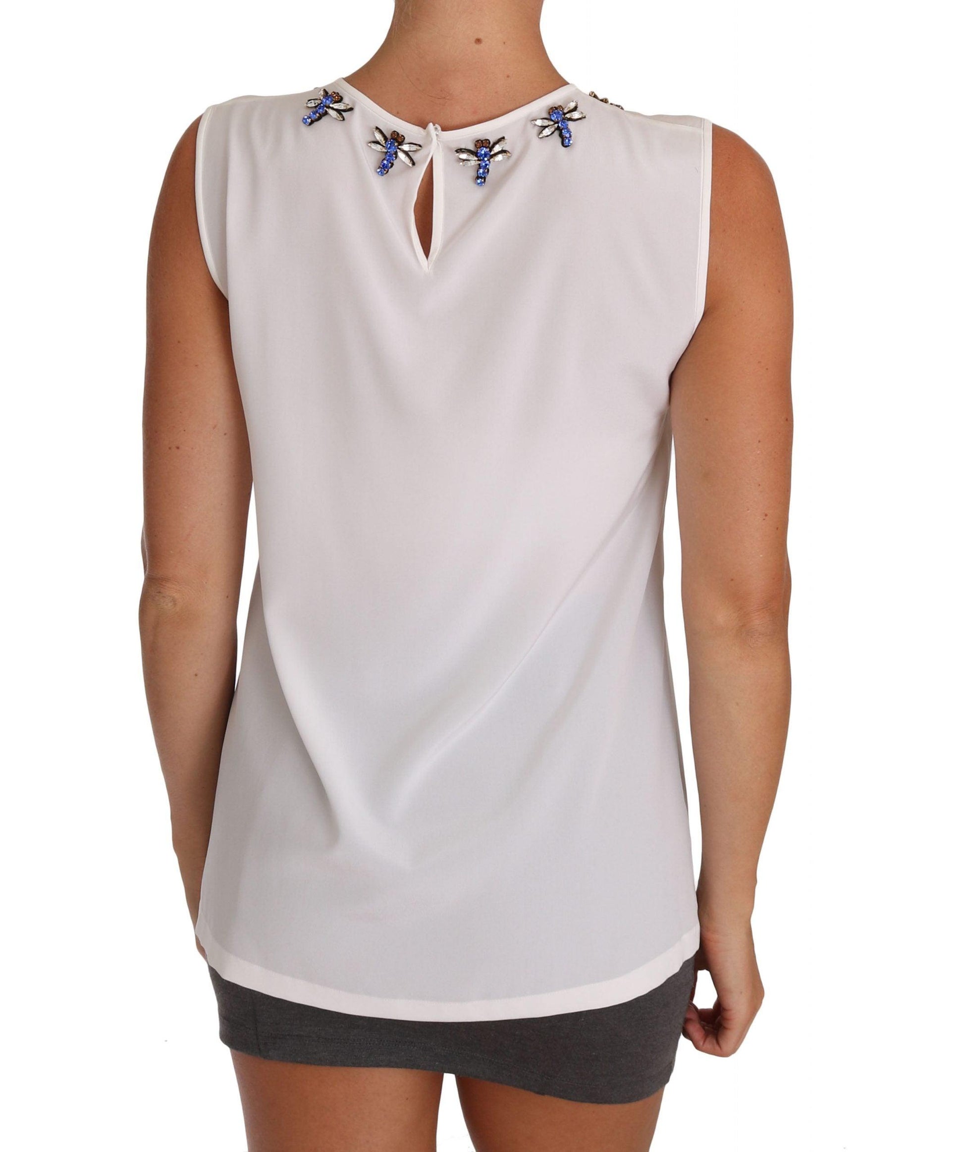 Dolce & Gabbana Elegant Embellished Sleeveless Silk Blouse - Arichezz.store