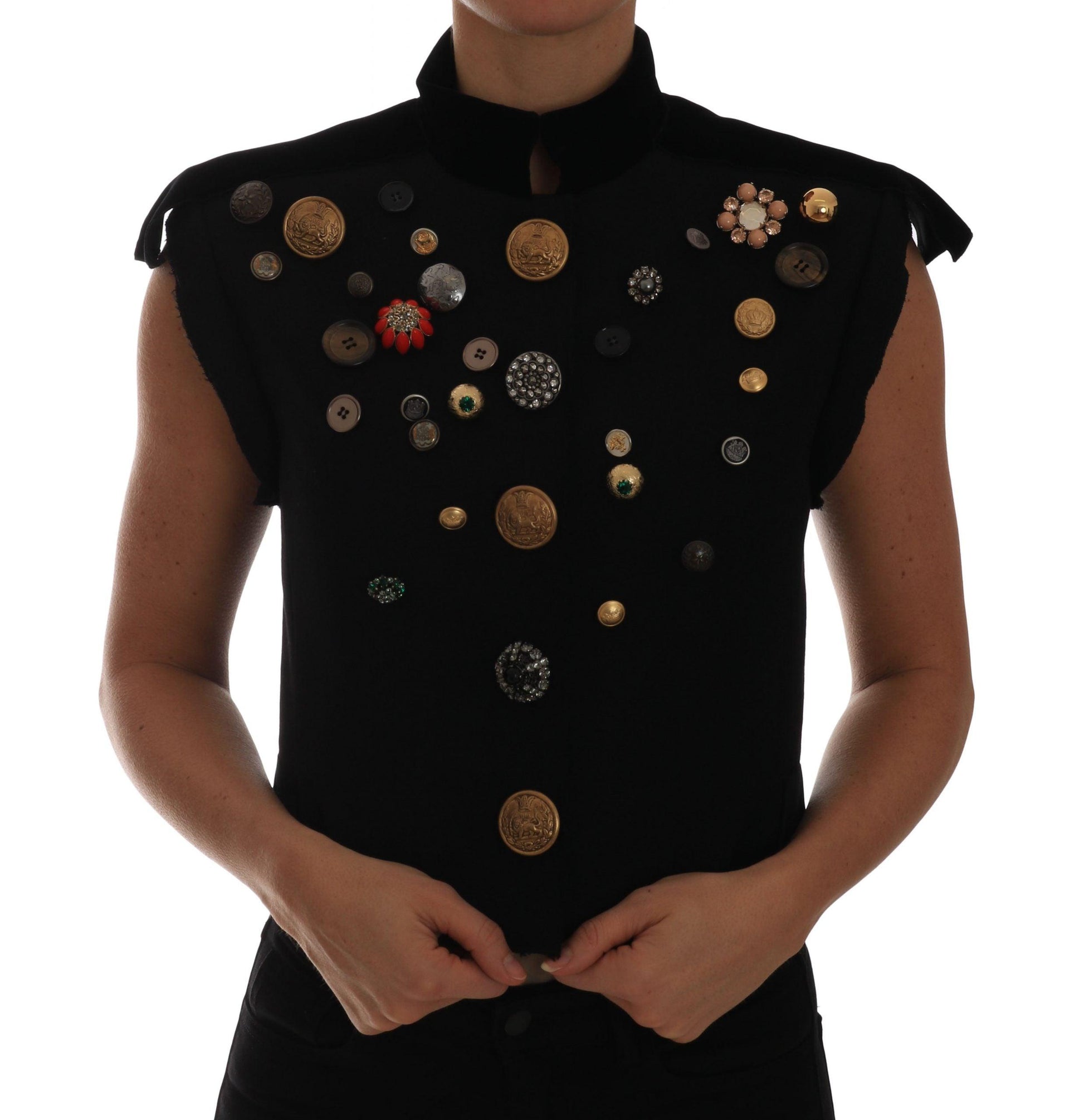 Dolce & Gabbana Black Military Style Embellished Vest - Arichezz.store