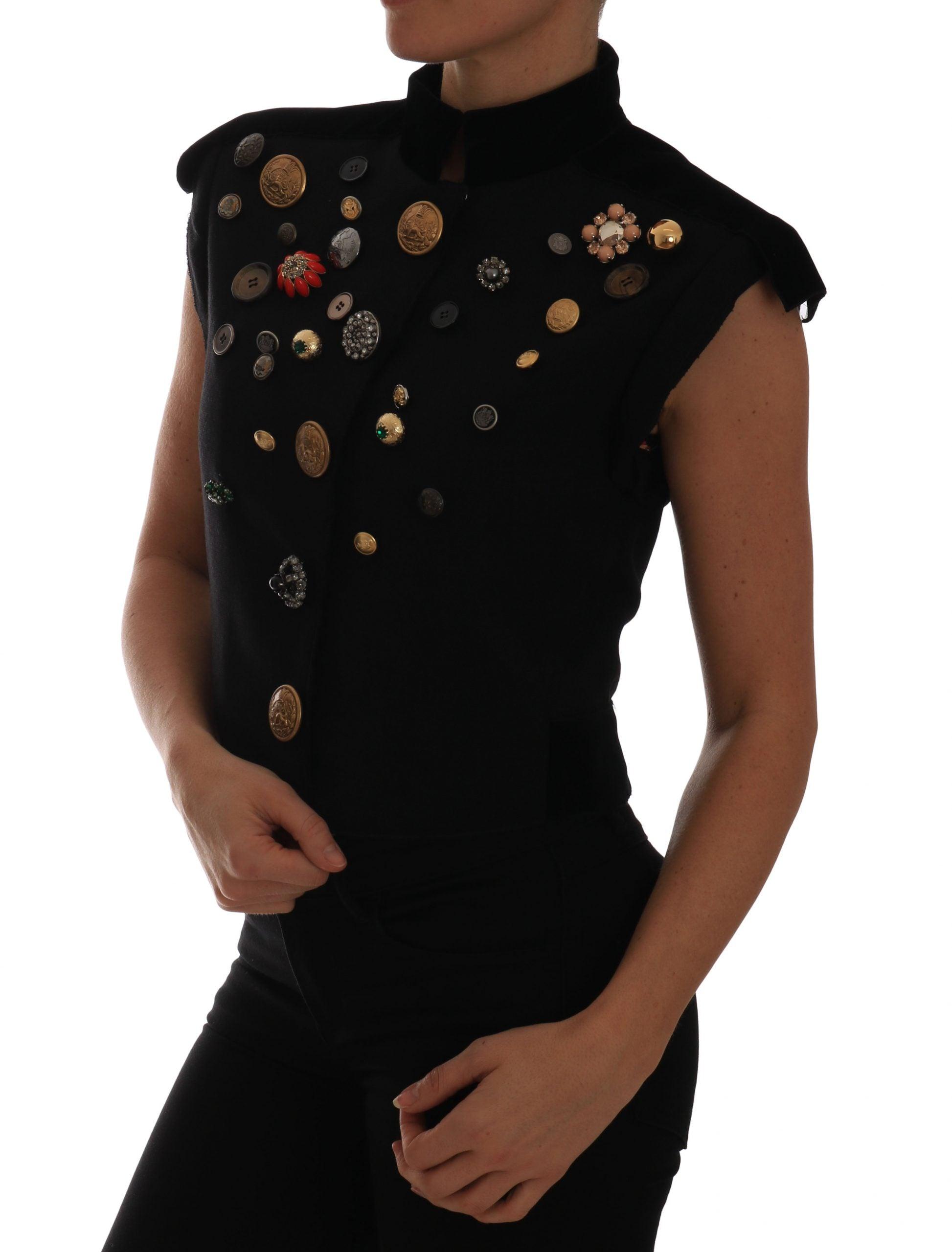 Dolce & Gabbana Black Military Style Embellished Vest - Arichezz.store