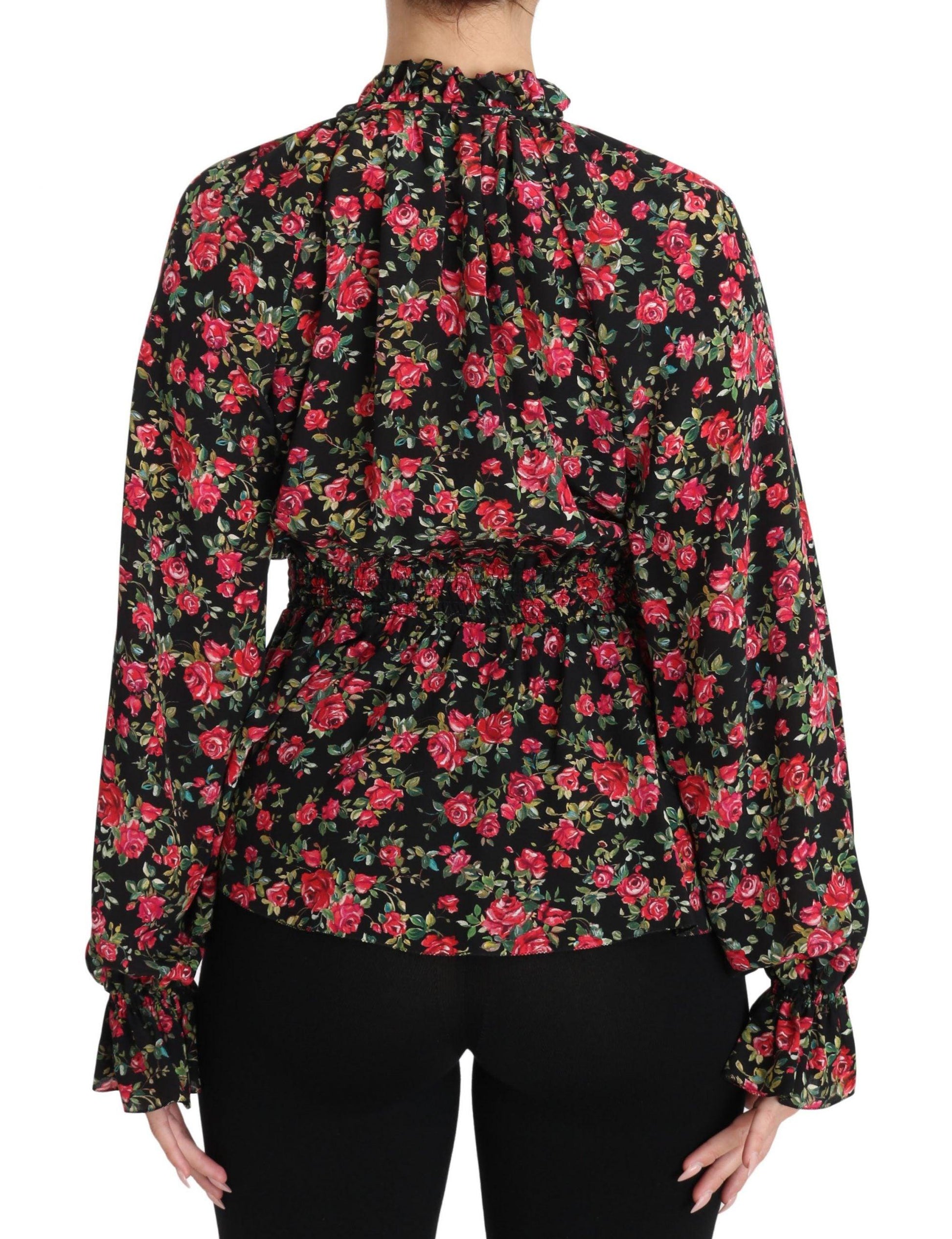 Dolce & Gabbana Elegant Black Floral Silk Shirt - Arichezz.store