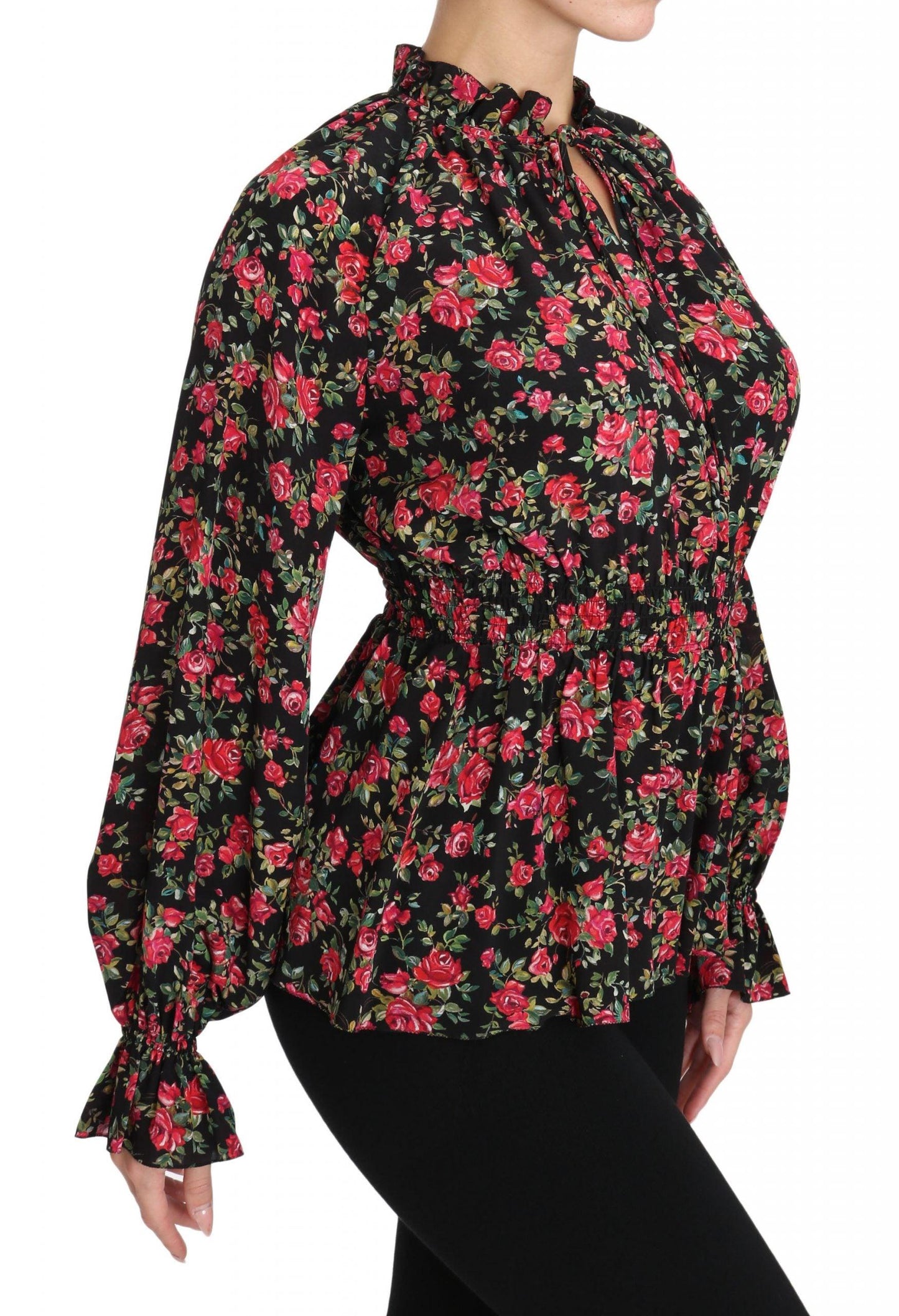 Dolce & Gabbana Elegant Black Floral Silk Shirt - Arichezz.store