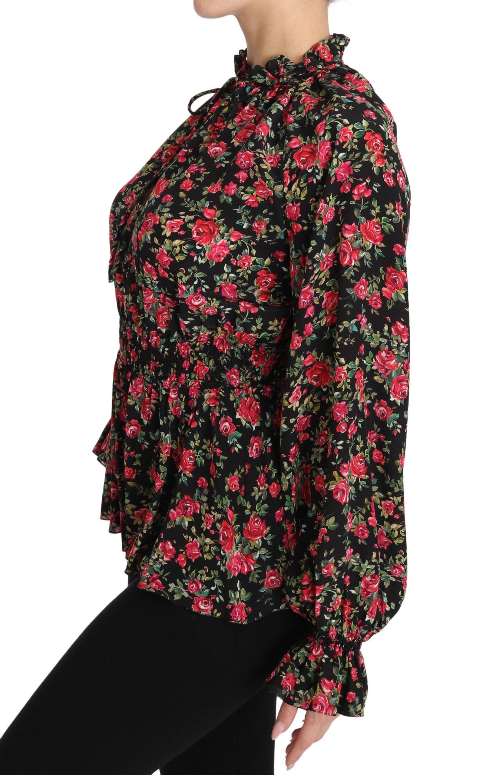 Dolce & Gabbana Elegant Black Floral Silk Shirt - Arichezz.store