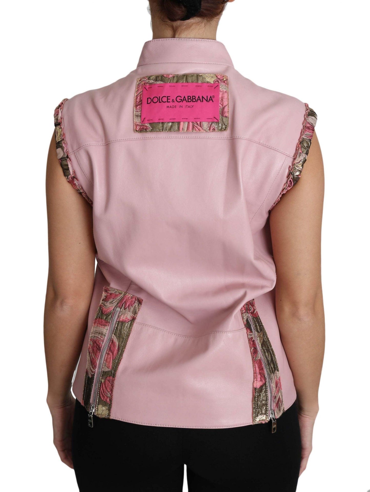 Dolce & Gabbana Pink Sleeveless Leather Vest - Arichezz.store