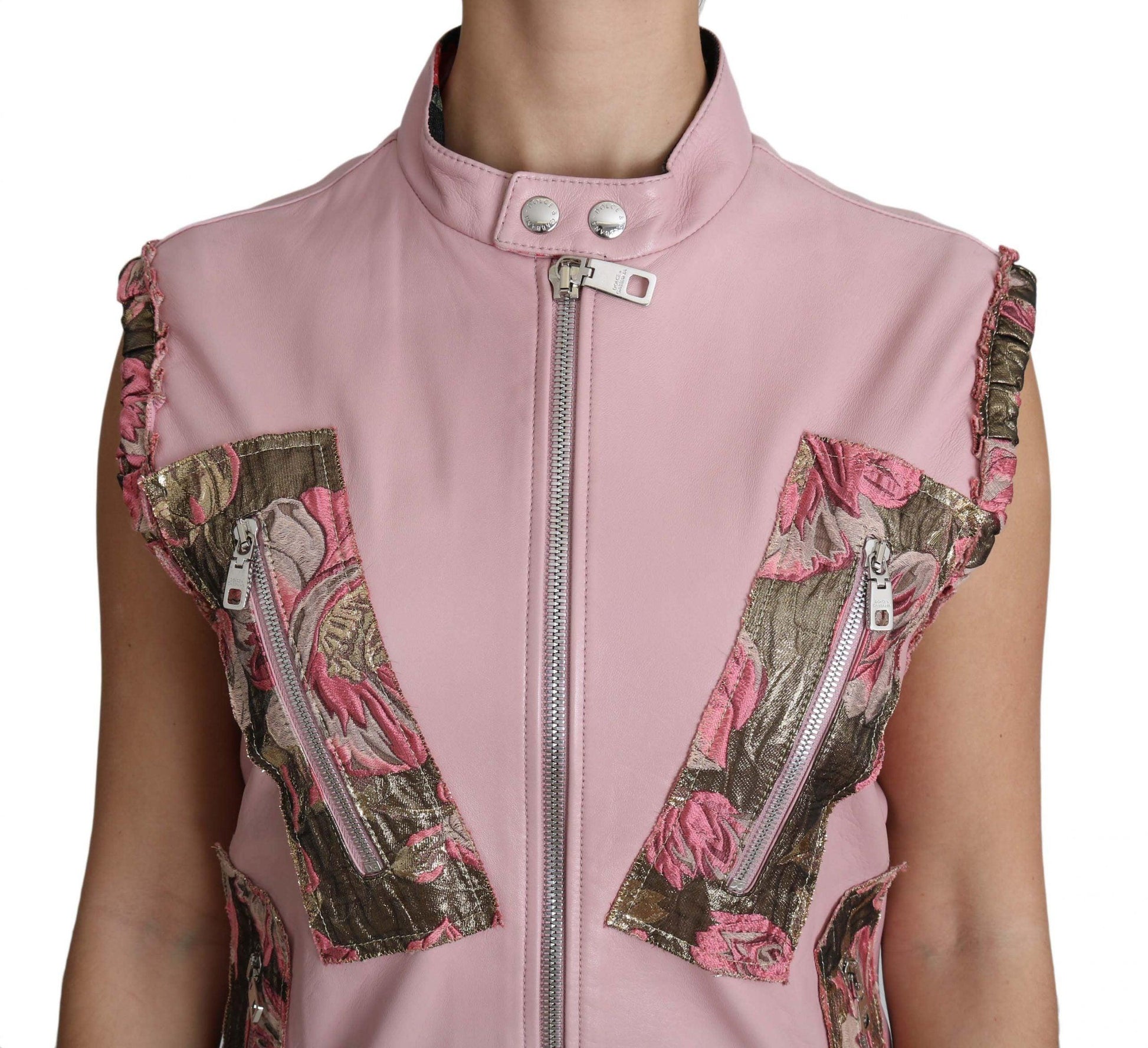 Dolce & Gabbana Pink Sleeveless Leather Vest - Arichezz.store