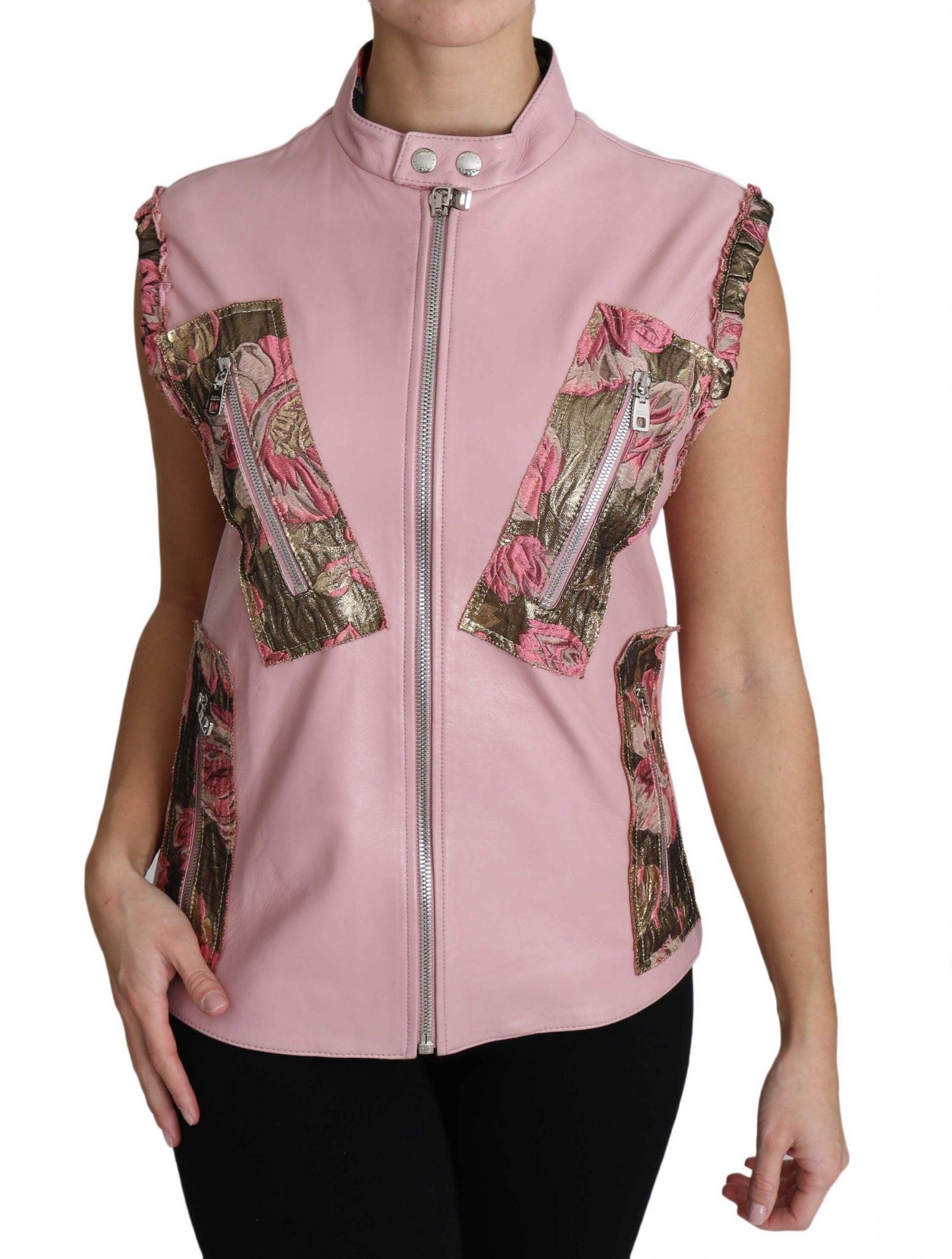 Dolce & Gabbana Pink Sleeveless Leather Vest - Arichezz.store