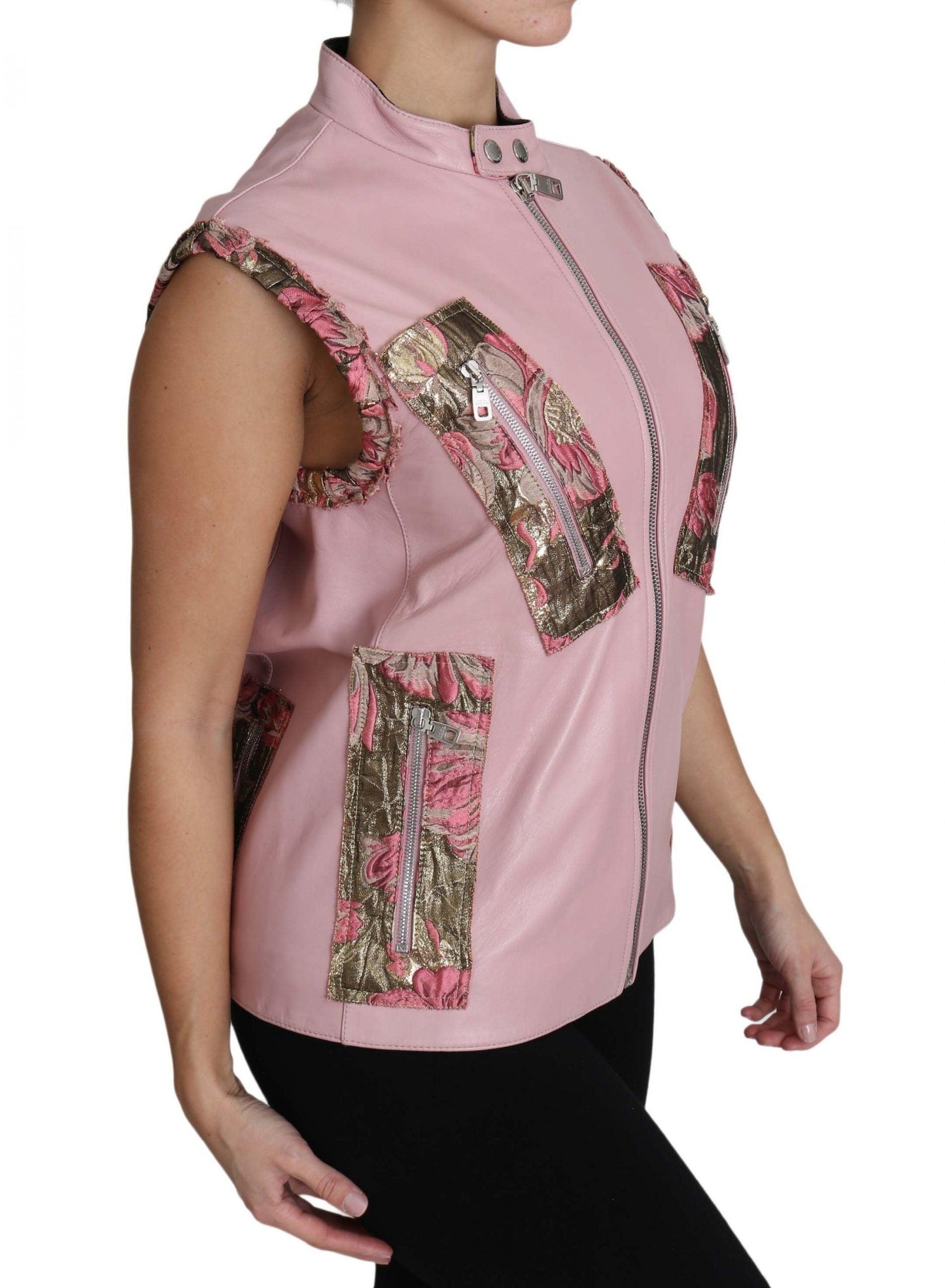 Dolce & Gabbana Pink Sleeveless Leather Vest - Arichezz.store