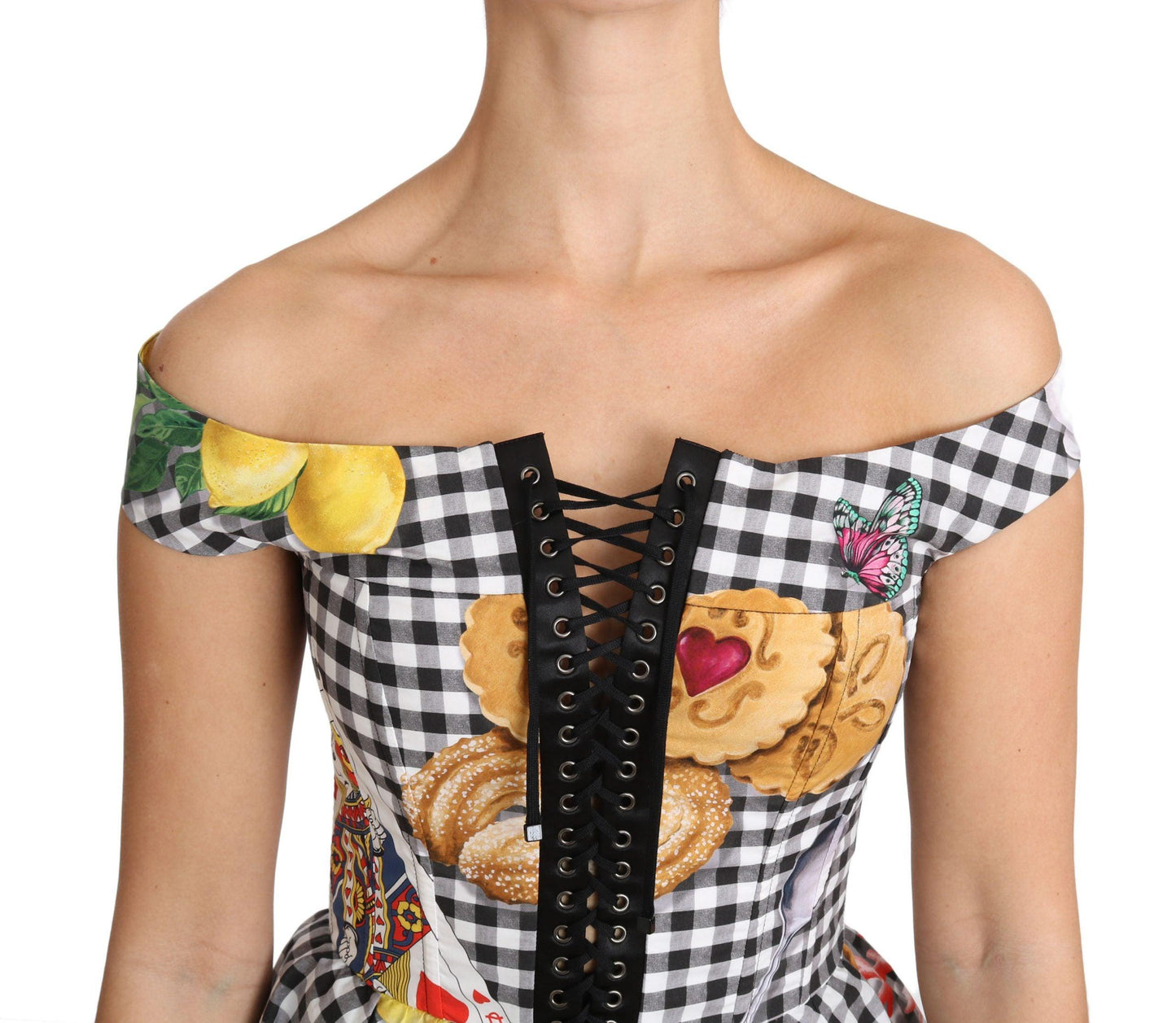 Dolce & Gabbana Chic Checkered Corset Top Blouse - Arichezz.store