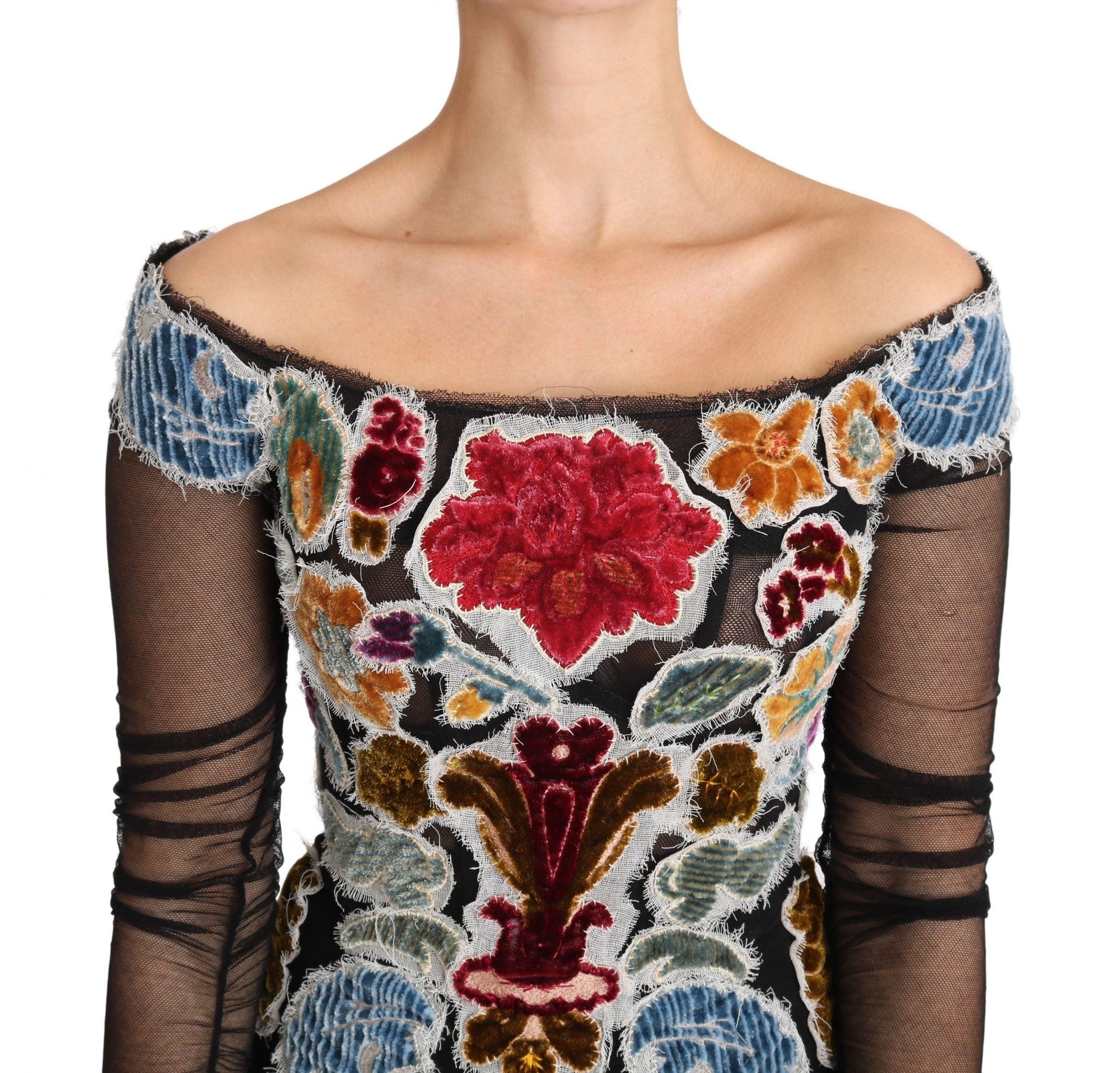 Dolce & Gabbana Elegant Floral Applique Long Sleeve Top - Arichezz.store