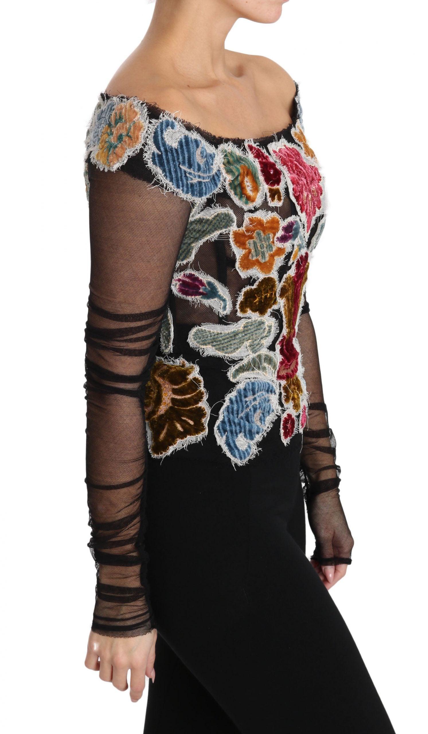 Dolce & Gabbana Elegant Floral Applique Long Sleeve Top - Arichezz.store