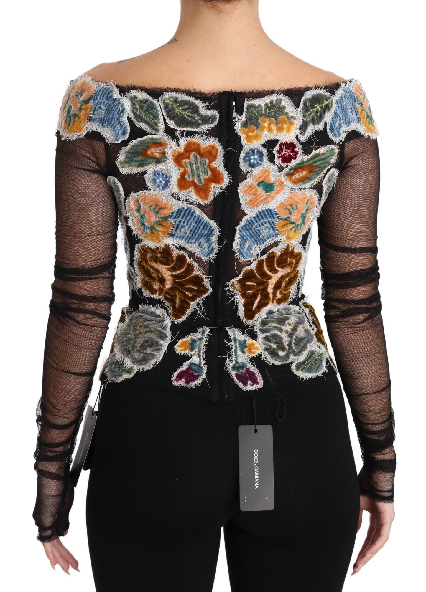 Dolce & Gabbana Elegant Floral Applique Long Sleeve Top - Arichezz.store