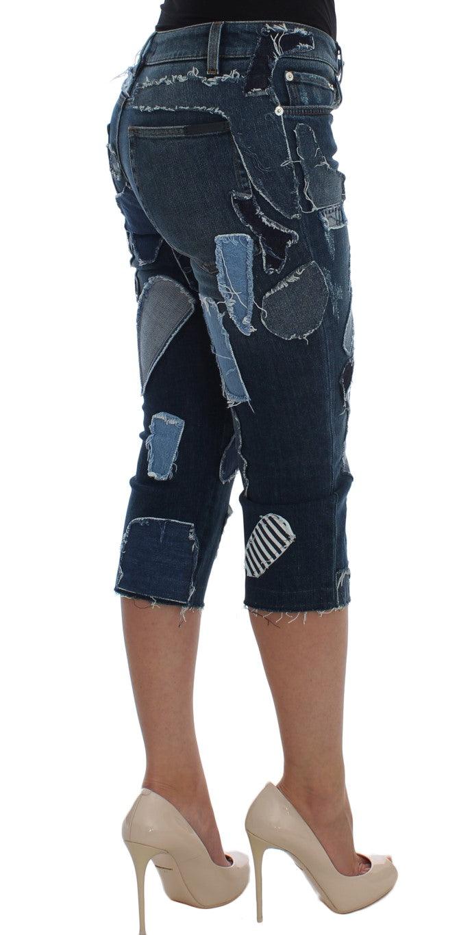 Dolce & Gabbana Chic Blue Patchwork Denim Shorts - Arichezz.store