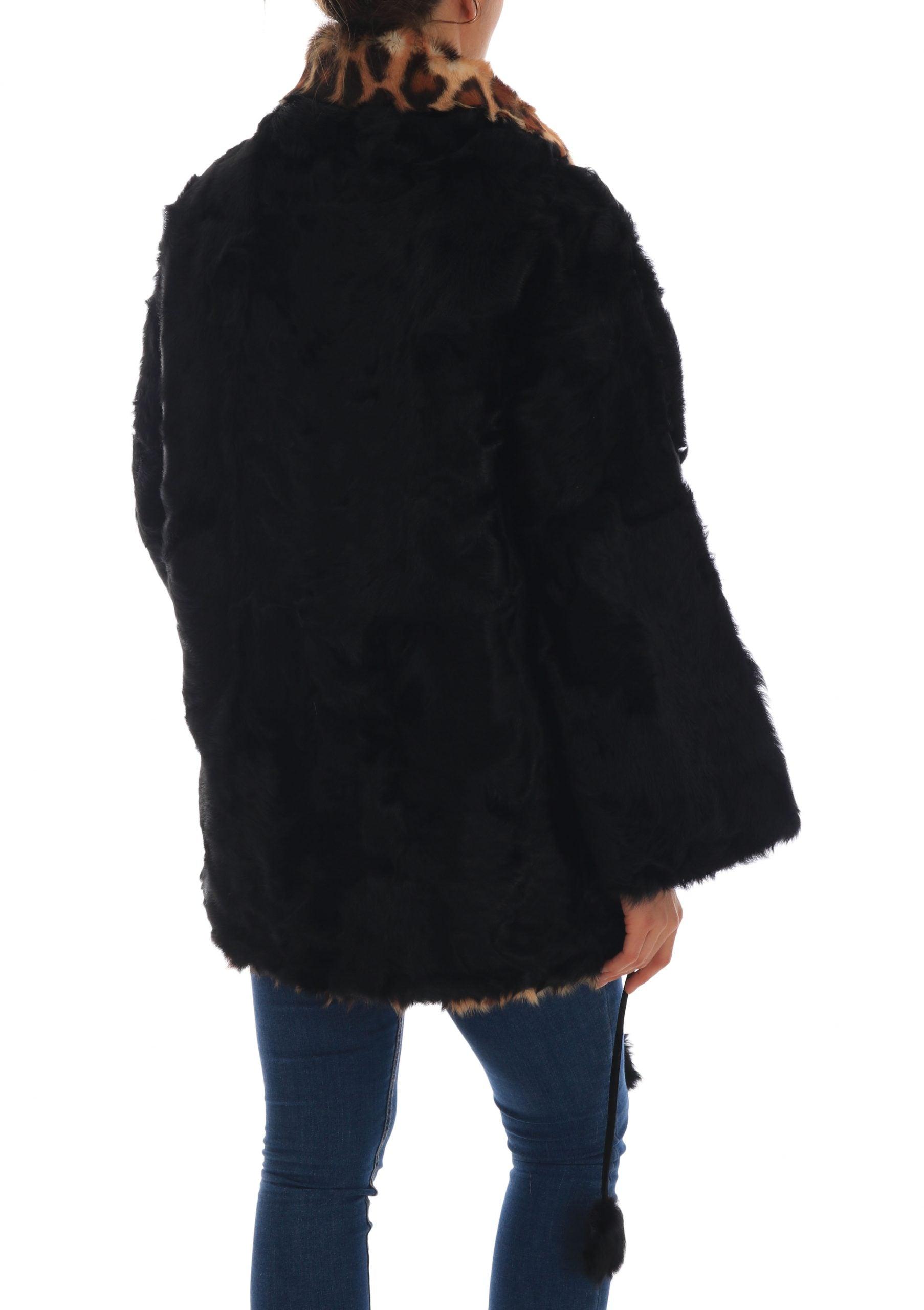 Dolce & Gabbana Elegant Black Lamb Fur Short Coat - Arichezz.store