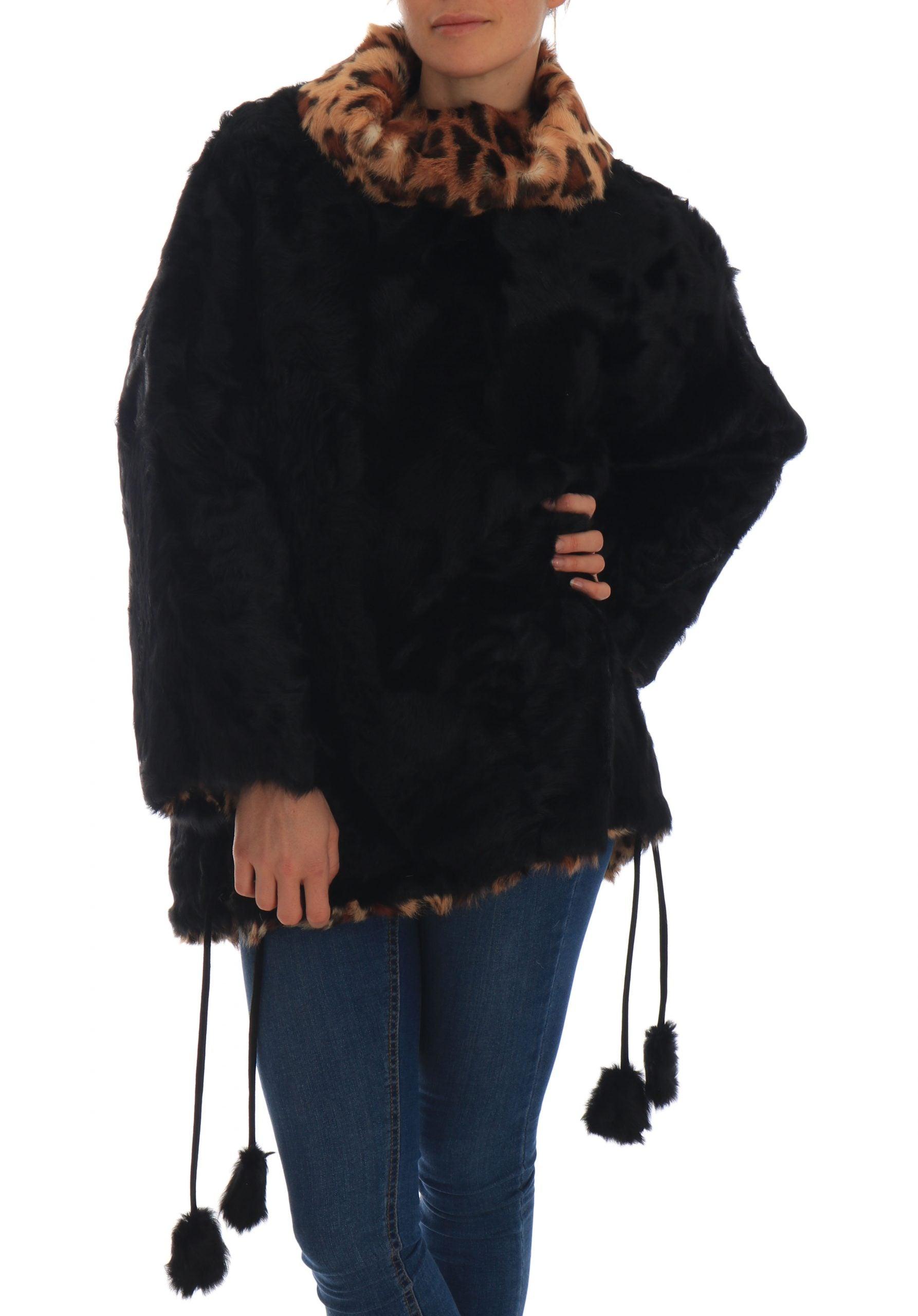 Dolce & Gabbana Elegant Black Lamb Fur Short Coat - Arichezz.store