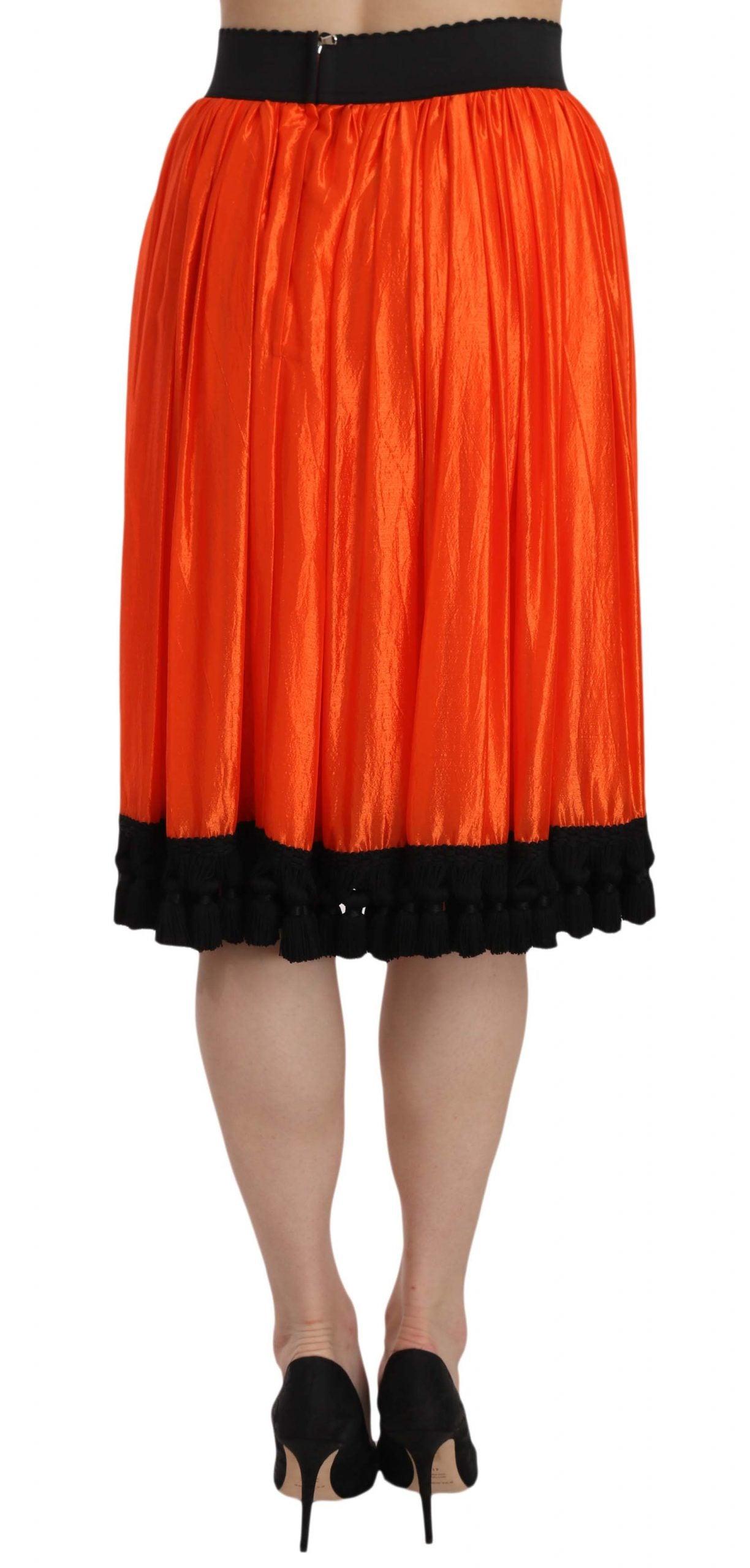 Dolce & Gabbana High-Waist Black & Orange Knee-Length Skirt - Arichezz.store