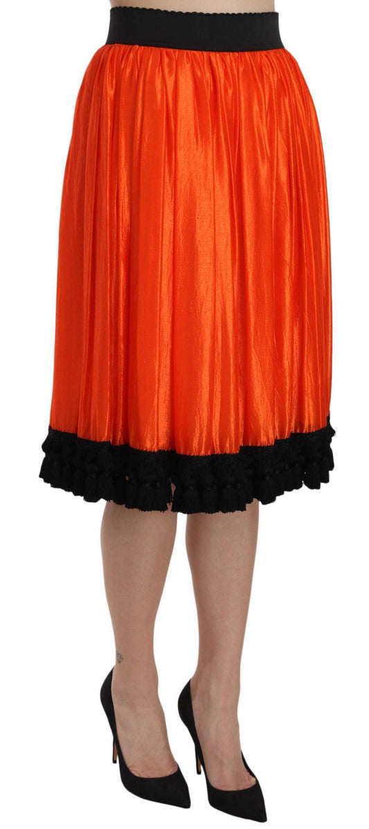 Dolce & Gabbana High-Waist Black & Orange Knee-Length Skirt - Arichezz.store