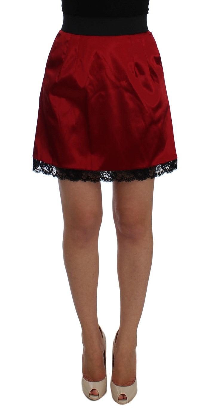 Dolce & Gabbana Elegant Red Lace High-Waist Skirt - Arichezz.store