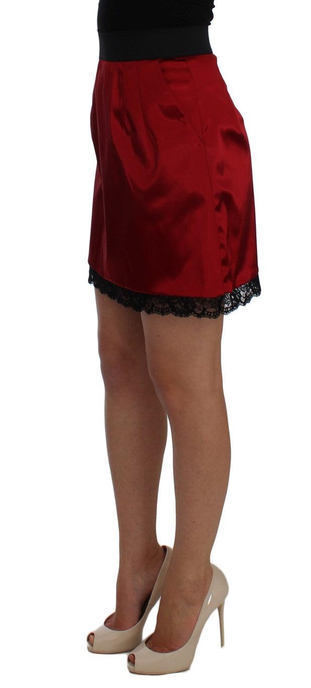 Dolce & Gabbana Elegant Red Lace High-Waist Skirt - Arichezz.store