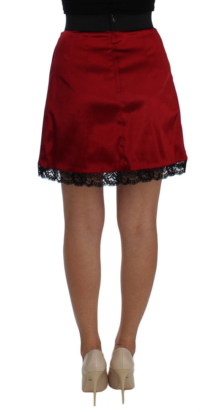 Dolce & Gabbana Elegant Red Lace High-Waist Skirt - Arichezz.store