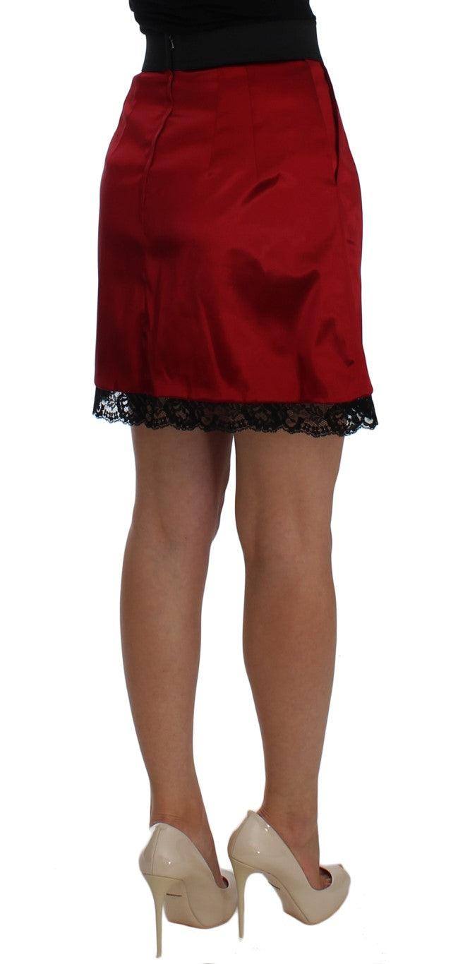 Dolce & Gabbana Elegant Red Lace High-Waist Skirt - Arichezz.store