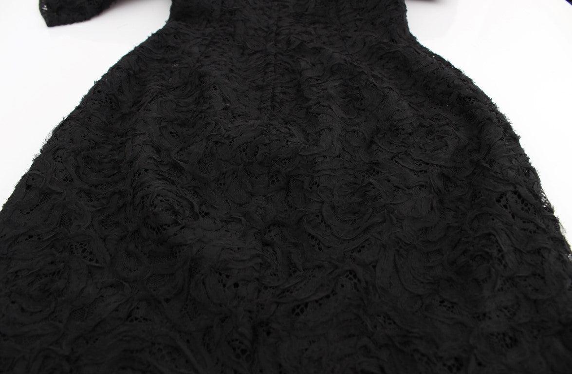 Dolce & Gabbana Elegant Black Floral Lace Maxi Dress - Arichezz.store