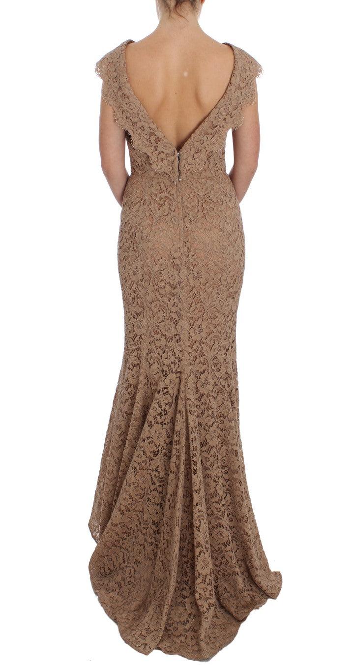 Dolce & Gabbana Elegant Pink Floral Lace Maxi Dress - Arichezz.store