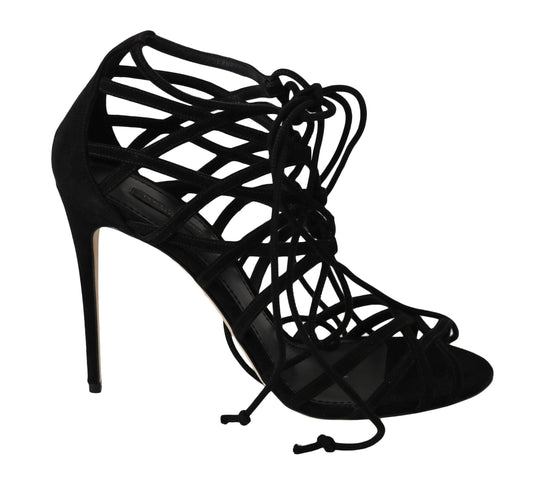 Dolce & Gabbana Elegant Black Suede Gladiator Stilettos - Arichezz.store