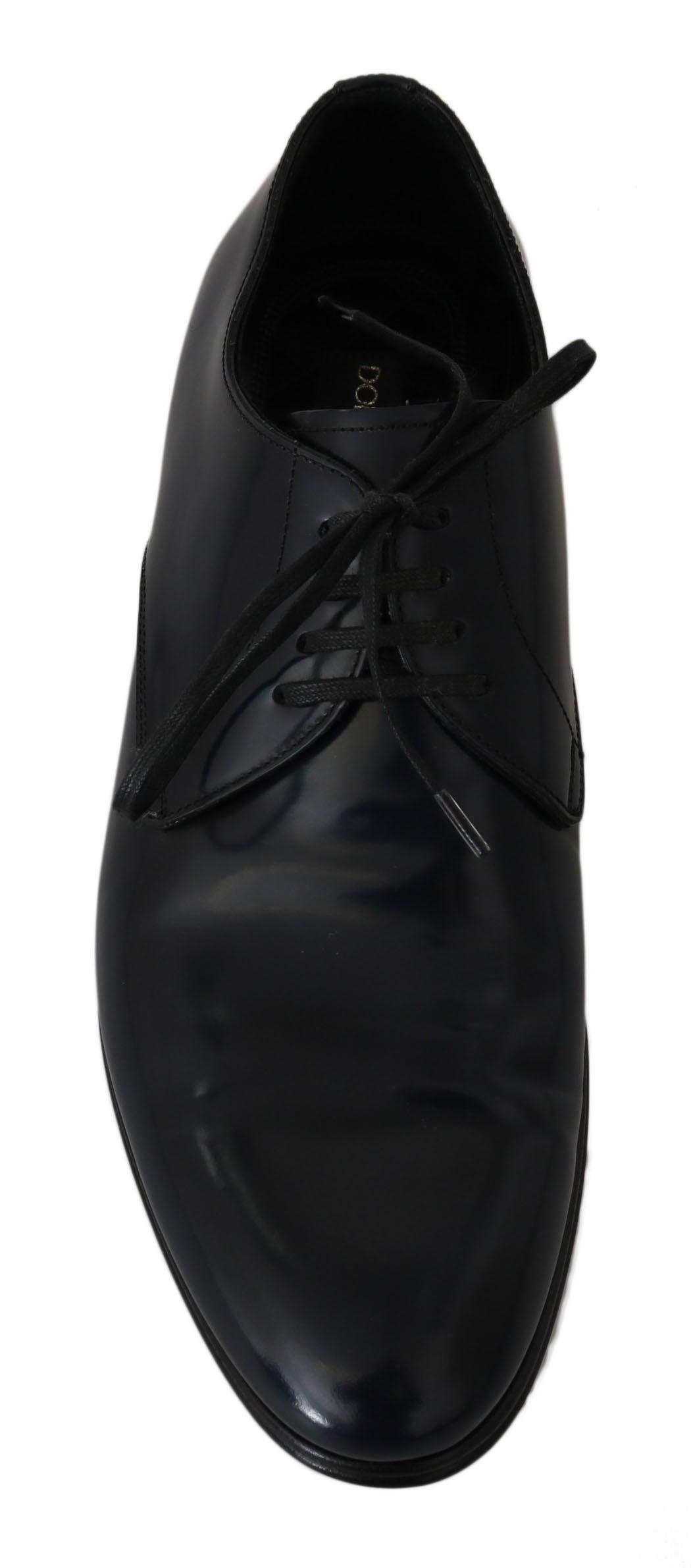 Dolce & Gabbana Elegant Dark Blue Leather Derby Dress Shoes - Arichezz.store