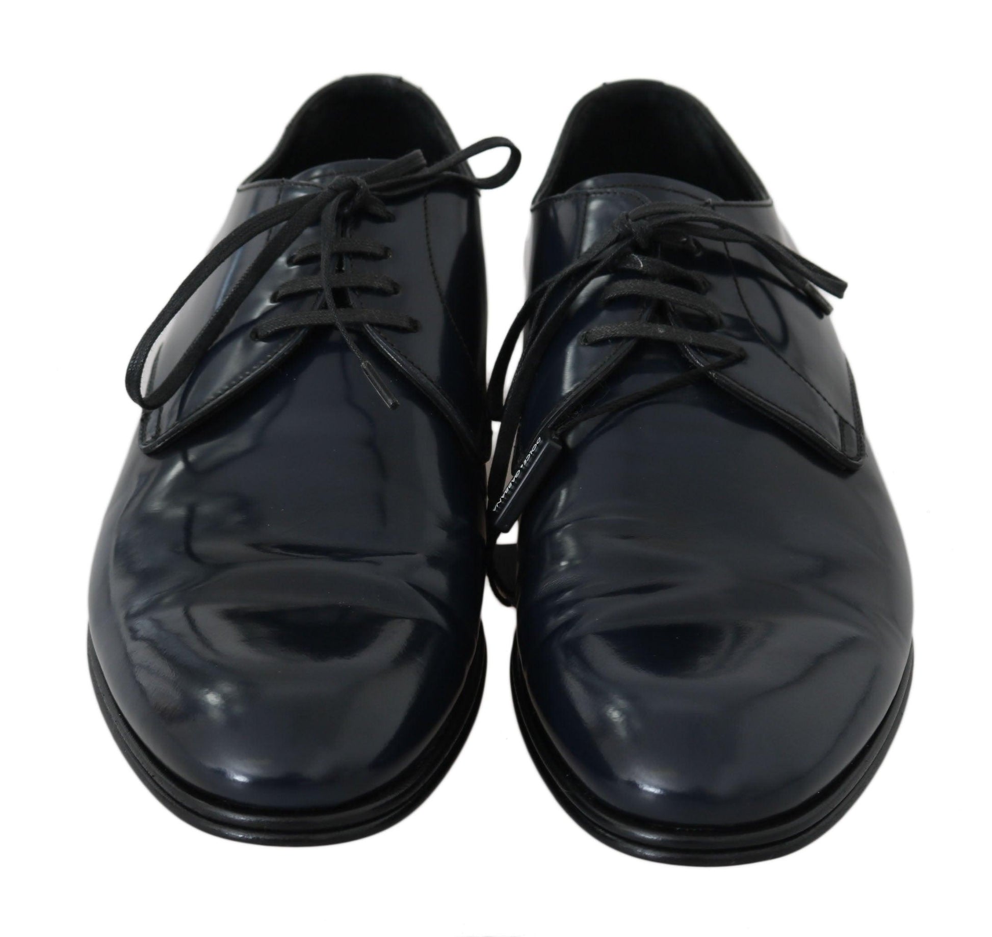 Dolce & Gabbana Elegant Dark Blue Leather Derby Dress Shoes - Arichezz.store