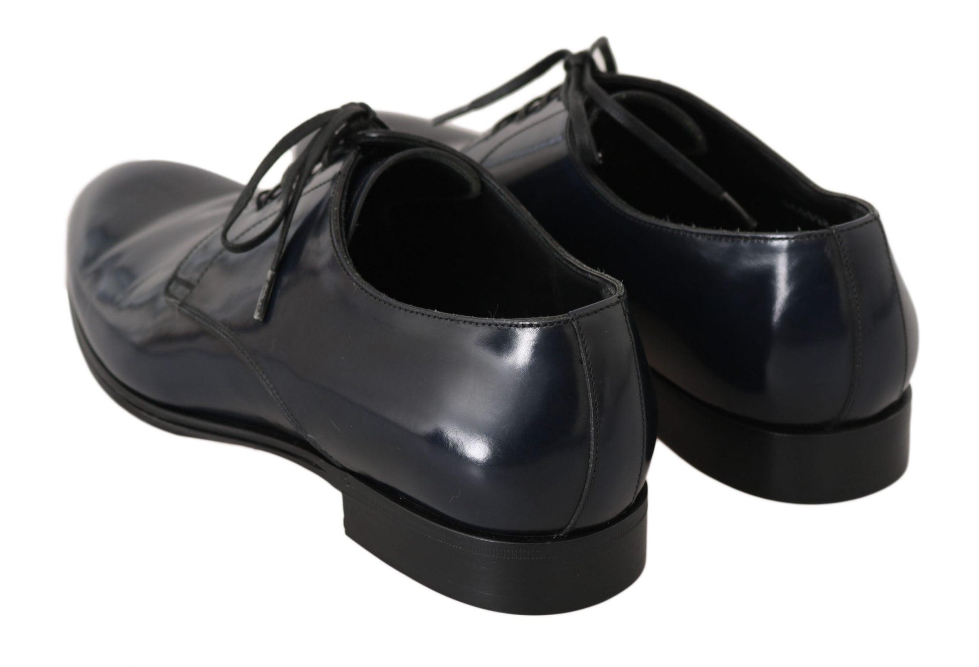 Dolce & Gabbana Elegant Dark Blue Leather Derby Dress Shoes - Arichezz.store