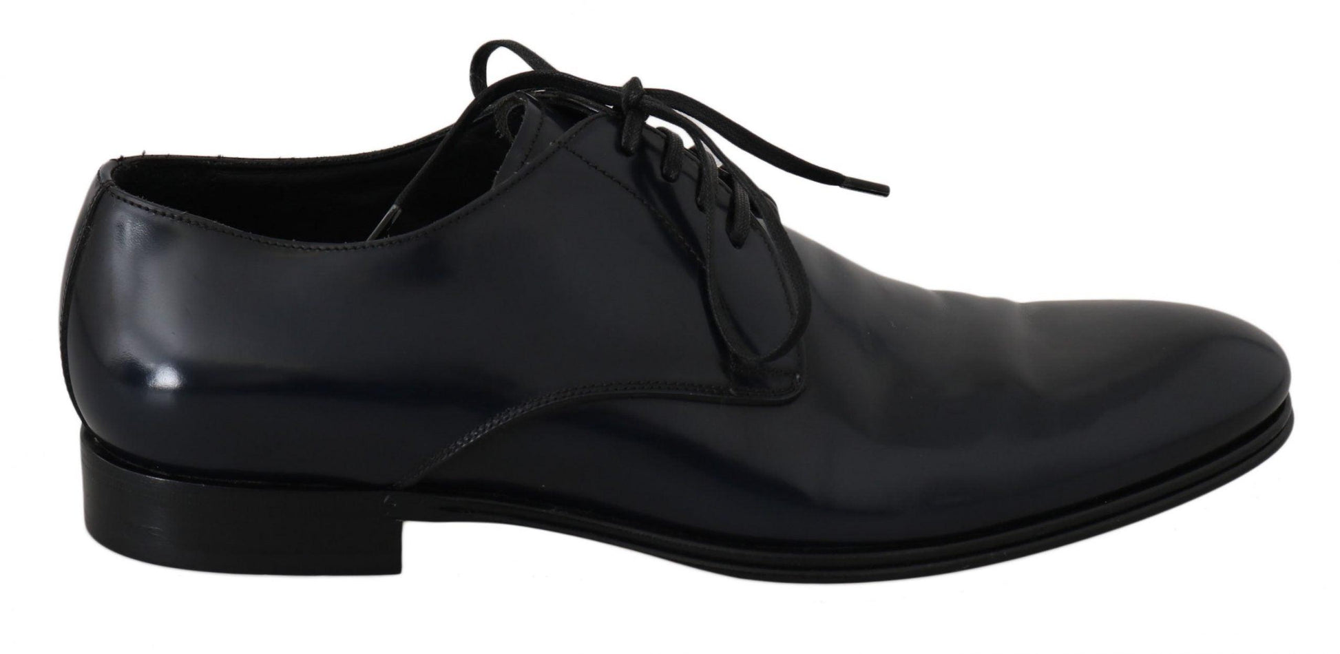 Dolce & Gabbana Elegant Dark Blue Leather Derby Dress Shoes - Arichezz.store