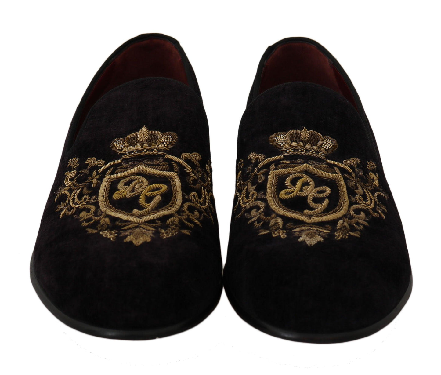 Dolce & Gabbana Elegant Black Loafers with Gold Crown Embroidery - Arichezz.store