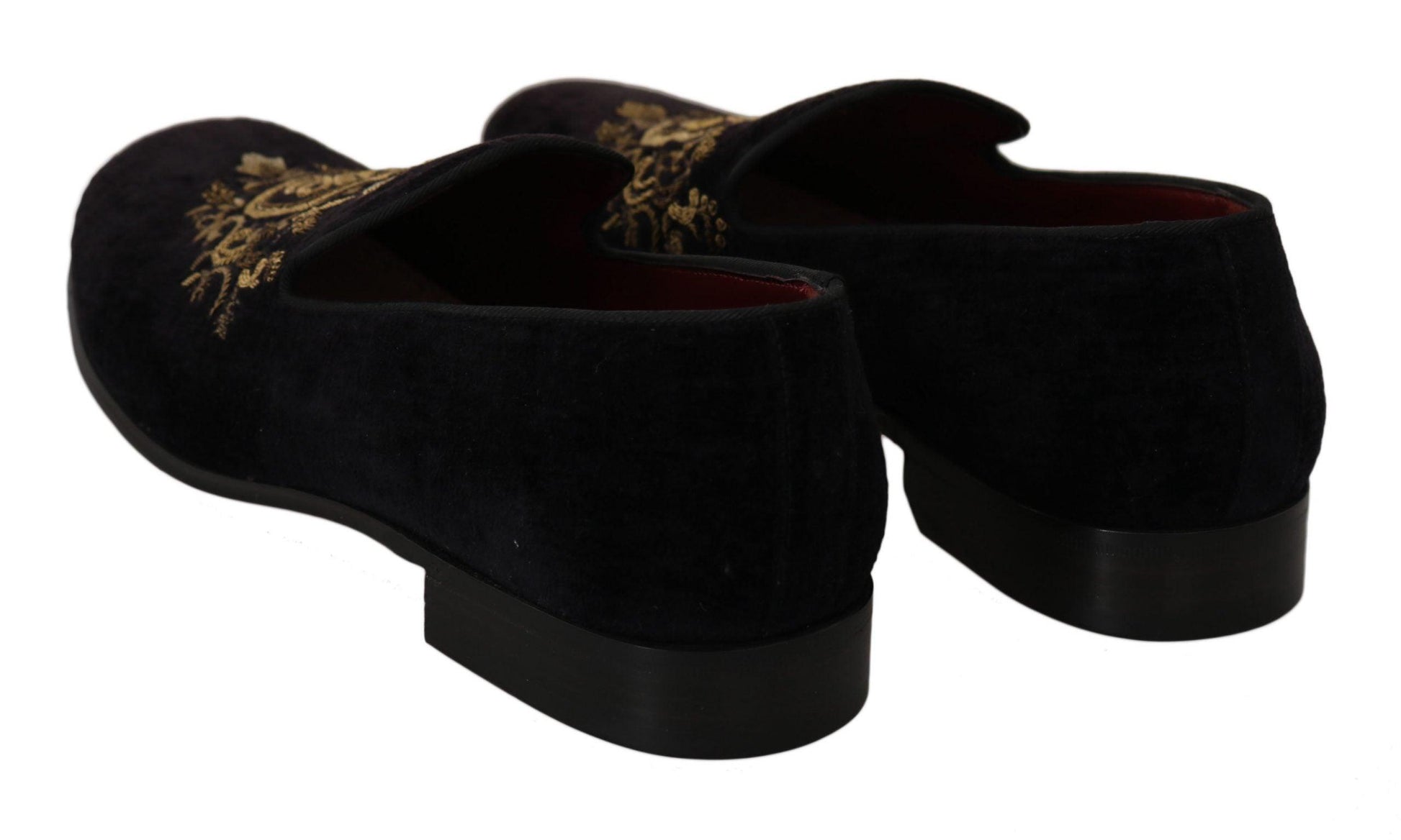 Dolce & Gabbana Elegant Black Loafers with Gold Crown Embroidery - Arichezz.store