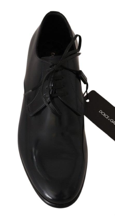 Dolce & Gabbana Elegant Dark Blue Leather Derby Shoes - Arichezz.store