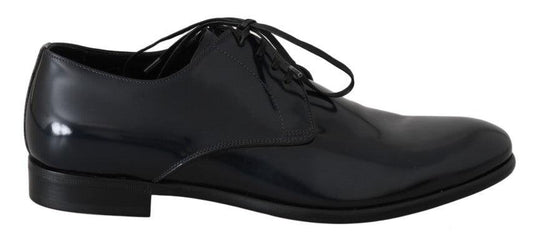 Dolce & Gabbana Elegant Dark Blue Leather Derby Shoes - Arichezz.store