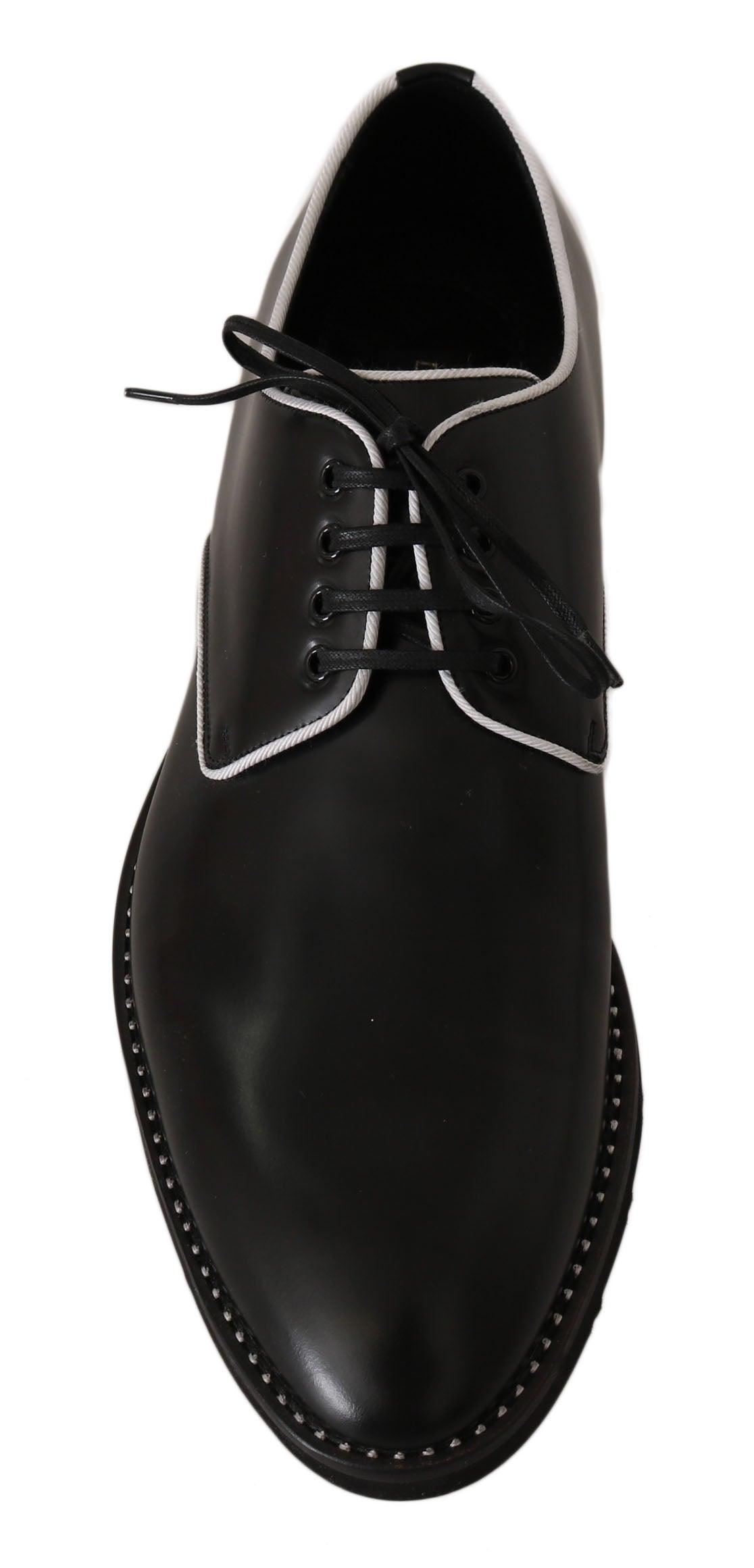 Dolce & Gabbana Elegant Black Leather Derby Dress Shoes - Arichezz.store