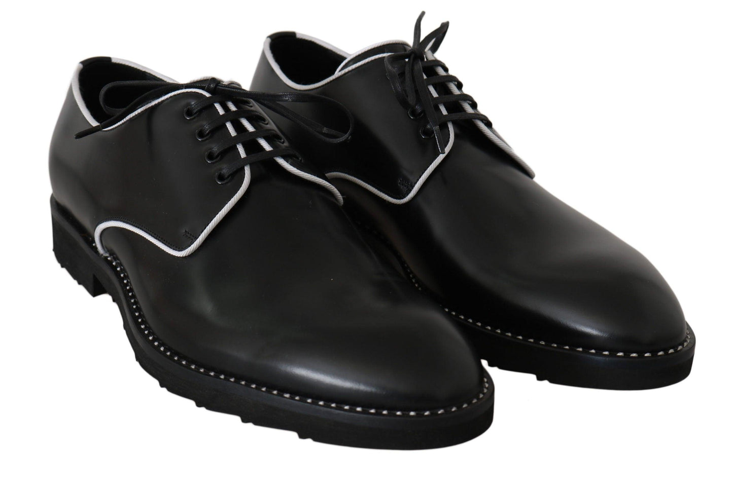 Dolce & Gabbana Elegant Black Leather Derby Dress Shoes - Arichezz.store